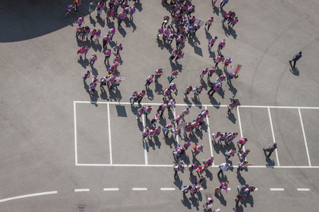 MILAN, ITALY - JUNE 2: 50.000 teenagers take part in a ceremony at San Siro stadium where archbishop Scola meets them before they receive the sacrament of Confirmation on JUNE 2, 2014 in Milan.のeditorial素材