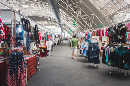 MILAN, ITALY - JUNE 22  People visit Rocking The Park, event dedicated to American music and lifestyle of the 40s, 50s and 60s on JUNE 22, 2014 in Milan のeditorial素材