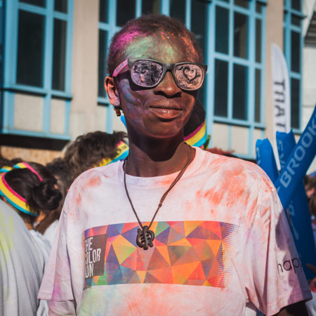 MILAN, ITALY - SEPTEMBER 6: Thousands of people take part in the Color Run event, the funniest and...