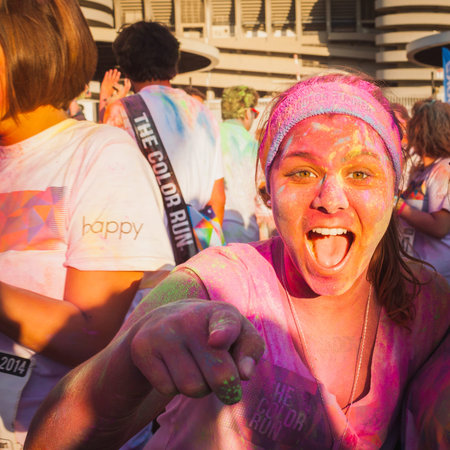 MILAN, ITALY - SEPTEMBER 6: Thousands of people take part in the Color Run event, the funniest and...