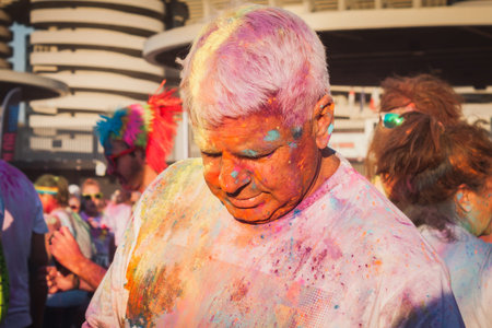 MILAN, ITALY - SEPTEMBER 6: Thousands of people take part in the Color Run event, the funniest and...