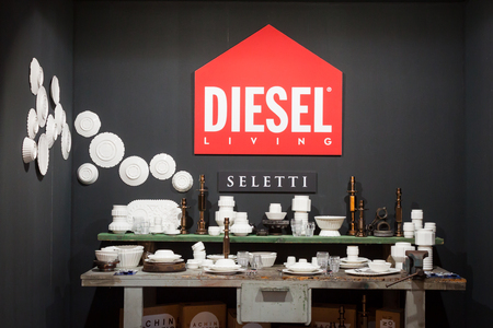 MILAN, ITALY - SEPTEMBER 13: Diesel flatware on display at HOMI, home international show and point of reference for all those in the sector of interior design on SEPTEMBER 13, 2014 in Milan.のeditorial素材