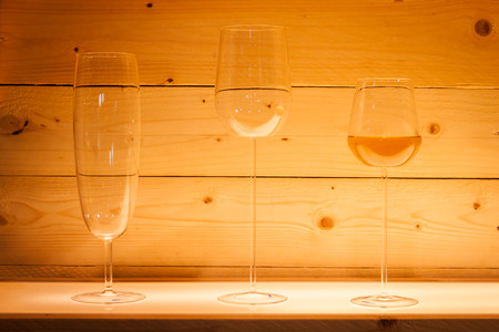 MILAN, ITALY - SEPTEMBER 13: Glasses on display at HOMI, home international show and point of reference for all those in the sector of interior design on SEPTEMBER 13, 2014 in Milan.のeditorial素材