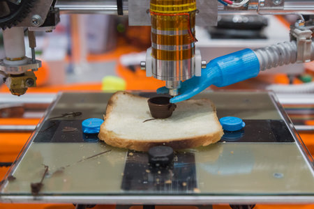 MILAN, ITALY - OCTOBER 22: 3d printer printing chocolate cup at Smau, international exhibition of...