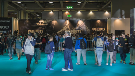 MILAN, ITALY - OCTOBER 24: People visit Games Week 2014, event dedicated to video games and...
