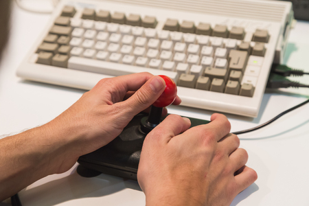 MILAN, ITALY - OCTOBER 24: People play at Games Week 2014, event dedicated to video games and electronic entertainment on OCTOBER 24, 2014 in Milan.のeditorial素材
