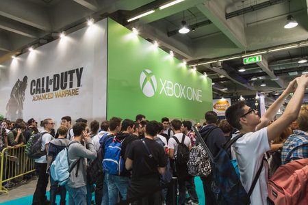 MILAN, ITALY - OCTOBER 24: People visit Games Week 2014, event dedicated to video games and...