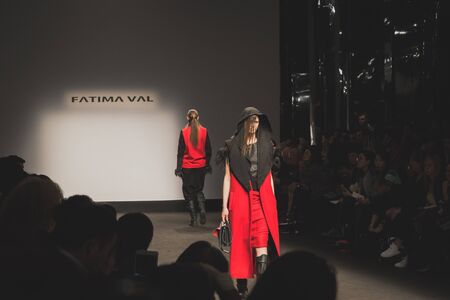 MILAN, ITALY - MARCH 2: Models walk the runway at Fatima Val fall/winter 2015/16 collection during Women's Fashion Week on MARCH 2, 2015 in Milan.のeditorial素材