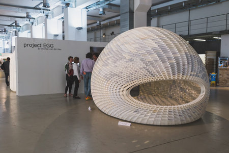 MILAN, ITALY - APRIL 14: People visit Fuorisalone at Ventura Lambrate space, location of important...