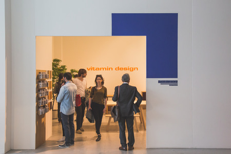 MILAN, ITALY - APRIL 18: People visit Fuorisalone, series of important and interesting events all around the town during Milan Design Week on APRIL 18, 2015 in Milan.のeditorial素材