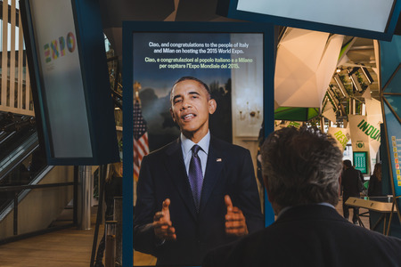 MILAN, ITALY - MAY 1: United States pavilion at Expo, universal exposition on the theme of food on MAY 1, 2015 in Milan.のeditorial素材