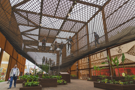 MILAN, ITALY - MAY 1: Brazil pavilion at Expo, universal exposition on the theme of food on MAY 1, 2015 in Milan.のeditorial素材