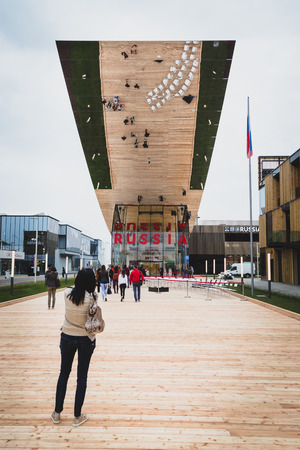 MILAN, ITALY - MAY 1: Russia pavilion at Expo, universal exposition on the theme of food on MAY 1, 2015 in Milan.のeditorial素材