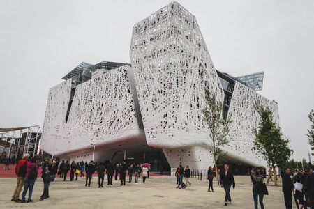 MILAN, ITALY - MAY 1: Italy pavilion at Expo, universal exposition on the theme of food on MAY 1, 2015 in Milan.のeditorial素材