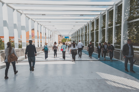 MILAN, ITALY - MAY 2: People visit Expo, universal exposition on the theme of food on MAY 2, 2015 in Milan.のeditorial素材