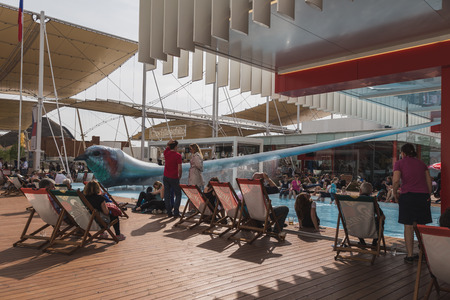 MILAN, ITALY - MAY 2: Czech Republic pavilion at Expo, universal exposition on the theme of food on MAY 2, 2015 in Milan.のeditorial素材