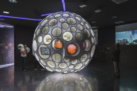MILAN, ITALY - MAY 2: People visit Lithuania pavilion at Expo, universal exposition on the theme of food on MAY 2, 2015 in Milan.のeditorial素材