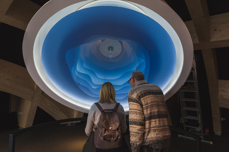 MILAN, ITALY - MAY 2: People visit France pavilion at Expo, universal exposition on the theme of food on MAY 2, 2015 in Milan.のeditorial素材