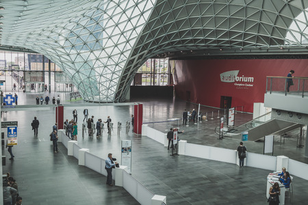 MILAN, ITALY - MAY 4: People visit Tuttofood, world food exhibition on MAY 4, 2015 in Milan.のeditorial素材