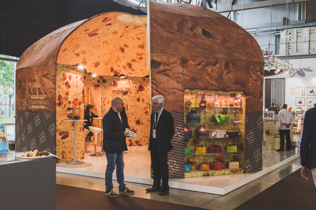 MILAN, ITALY - MAY 4: People visiting Tuttofood, world food exhibition on MAY 4, 2015 in Milan.のeditorial素材