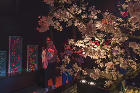 MILAN, ITALY - MAY 6: People visit Morocco pavilion at Expo, universal exposition on the theme of food on MAY 6, 2015 in Milan.のeditorial素材