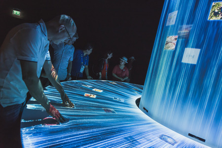 MILAN, ITALY - MAY 6: Inside Japan pavilion at Expo, universal exposition on the theme of food on MAY 6, 2015 in Milan.のeditorial素材