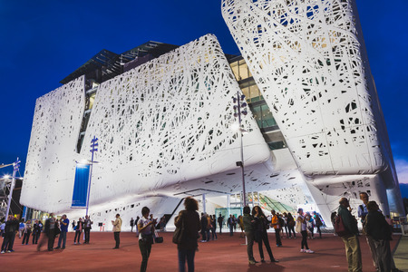 MILAN, ITALY - MAY 13: Italy pavilion in the evening at Expo, universal exposition on the theme of food on MAY 13, 2015 in Milan.のeditorial素材