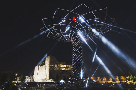 MILAN, ITALY - MAY 13: Tree of Life in the evening at Expo, universal exposition on the theme of food on MAY 13, 2015 in Milan.のeditorial素材