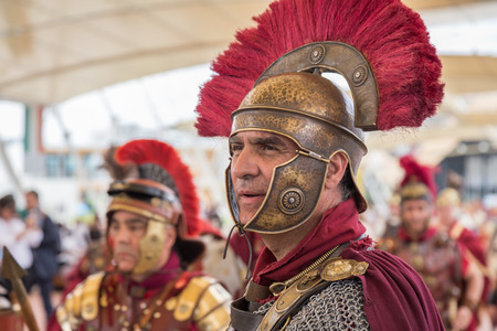 MILAN, ITALY - MAY 25: Historical Roman Group takes part in Expo, universal exposition on the theme of food on MAY 25, 2015 in Milan.のeditorial素材