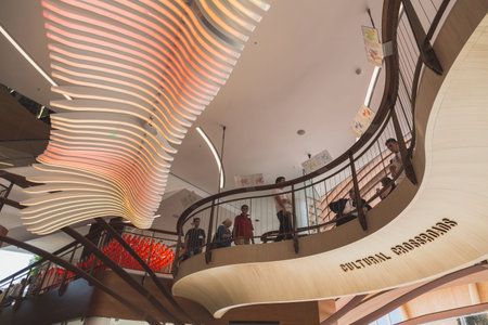 MILAN, ITALY - MAY 25:  People visit Azerbaijan pavilion at Expo, universal exposition on the theme of food on MAY 25, 2015 in Milan.のeditorial素材