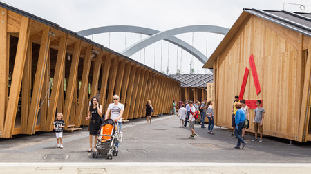 MILAN, ITALY - JUNE 1: People visit Expo, universal exposition on the theme of food on JUNE 1, 2015 in Milan.のeditorial素材