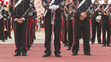MILAN, ITALY - JUNE 5: Carabinieri brass band performs at Expo, universal exposition on the theme of...