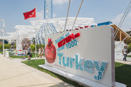 MILAN, ITALY - JUNE 19: People visit Turkey pavilion at Expo, universal exposition on the theme of food on JUNE 19, 2015 in Milan.のeditorial素材