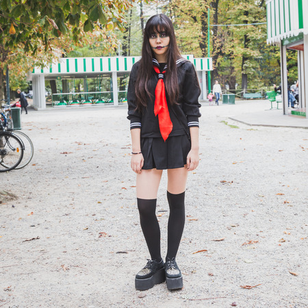 MILAN, ITALY - OCTOBER 25: People take part in the Zombie Walk, social event in the city streets just before Halloween on OCTOBER 25, 2014 in Milan.のeditorial素材