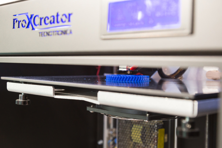 MILAN, ITALY - OCTOBER 16: 3d printer on display at Viscom, international trade fair and conference on visual communication and event services on OCTOBER 16, 2015 in Milan.のeditorial素材