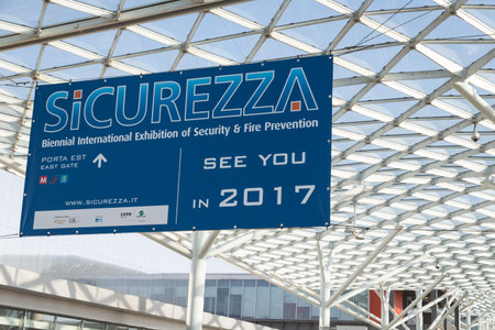 MILAN, ITALY - NOVEMBER 5: Sign of next edition at Sicurezza, leading international event in the...