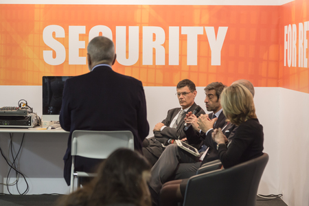 MILAN, ITALY - NOVEMBER 5: People visit Sicurezza, leading international event in the sector of security on NOVEMBER 5, 2015 in Milan.のeditorial素材