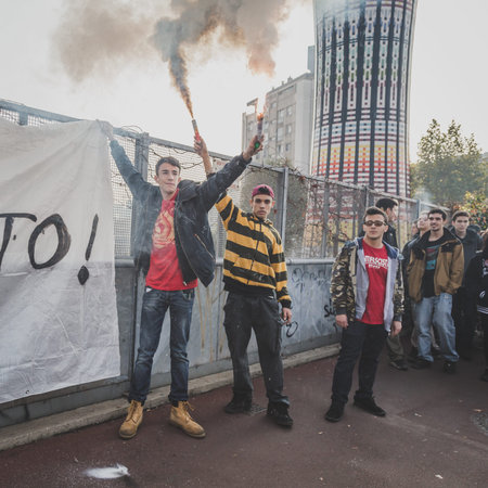MILAN, ITALY - NOVEMBER 13: Thousands of students and teachers march in the city streets to protest...