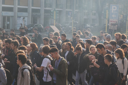 MILAN, ITALY - NOVEMBER 13: Thousands of students and teachers march in the city streets to protest...