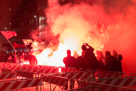 MILAN, ITALY - DECEMBER 12: Kurdish demonstrators protest in front of the Turkish Consulate on DECEMBER 12, 2015 in Milan.のeditorial素材