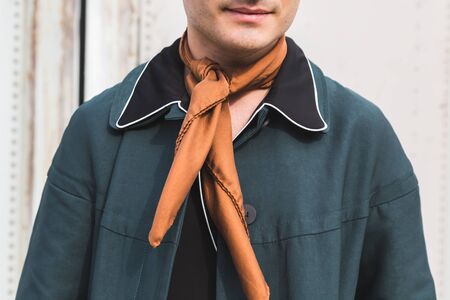 MILAN, ITALY - FEBRUARY 24: People gather outside Gucci fashion show building for Milan Women's Fashion Week on FEBRUARY 24, 2016 in Milan.のeditorial素材