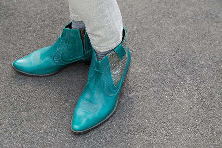 MILAN, ITALY - FEBRUARY 26: Detail of shoes outside Emporio Armani fashion show during Milan Women's Fashion Week on FEBRUARY 26, 2016 in Milan.のeditorial素材
