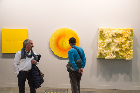 MILAN, ITALY - APRIL 8: People visit Miart, international exhibition of modern and contemporary art on APRIL 8, 2016 in Milan.のeditorial素材