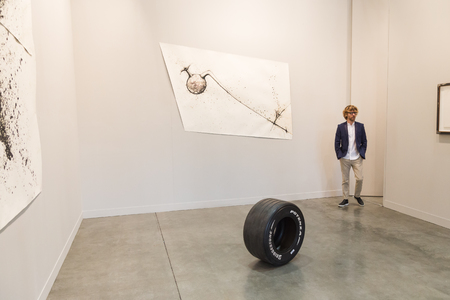 MILAN, ITALY - APRIL 8: People visit Miart, international exhibition of modern and contemporary art on APRIL 8, 2016 in Milan.のeditorial素材