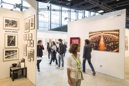 MILAN, ITALY - APRIL 29: People visit MIA, international photography and moving image art fair on APRIL 29, 2016 in Milanのeditorial素材