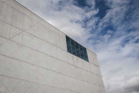 PORTO, PORTUGAL - AUGUST 31, 2015: Architectural detail of House of Music building (Casa da Musica), cultural institution and famous concert hall designed by Dutch architect Rem KoolHaas.のeditorial素材