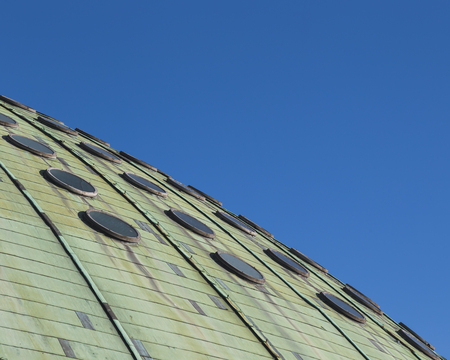 PORTO, PORTUGAL - AUGUST 17, 2015: Architectural detail of Crystal Palace, building that plays host to music concerts and sporting events and home to a permanent multimedia library and auditoriumのeditorial素材