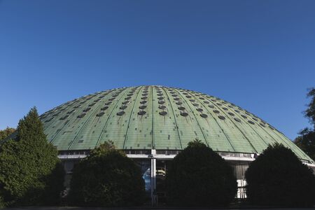 PORTO, PORTUGAL - AUGUST 17, 2015: View of Crystal Palace, building that plays host to music concerts and sporting events and home to a permanent multimedia library and auditoriumのeditorial素材