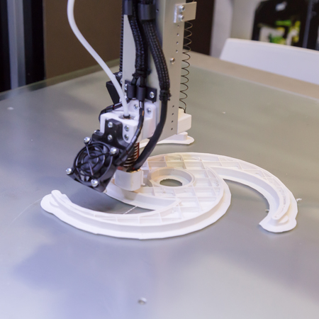 MILAN, ITALY - JUNE 7, 2016: Detail of 3d printer on display at Technology Hub, international event for innovative and futuristic technologies serving business.のeditorial素材