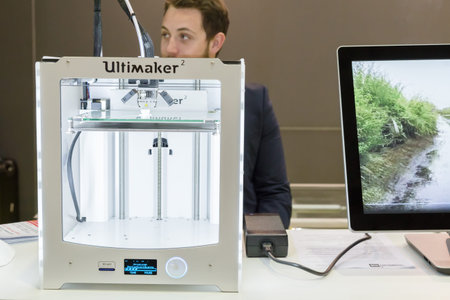 MILAN, ITALY - JUNE 7, 2016: 3d printer on display at Technology Hub, international event for...